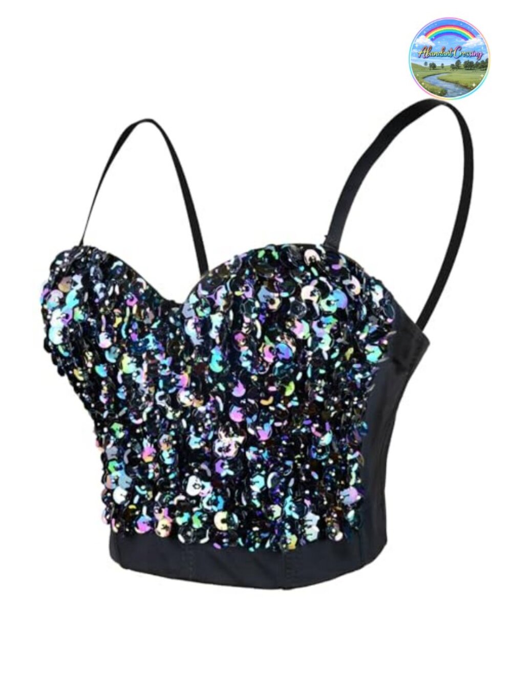 Sequin Bustier Crop Top Push Up Corset Top Club Party